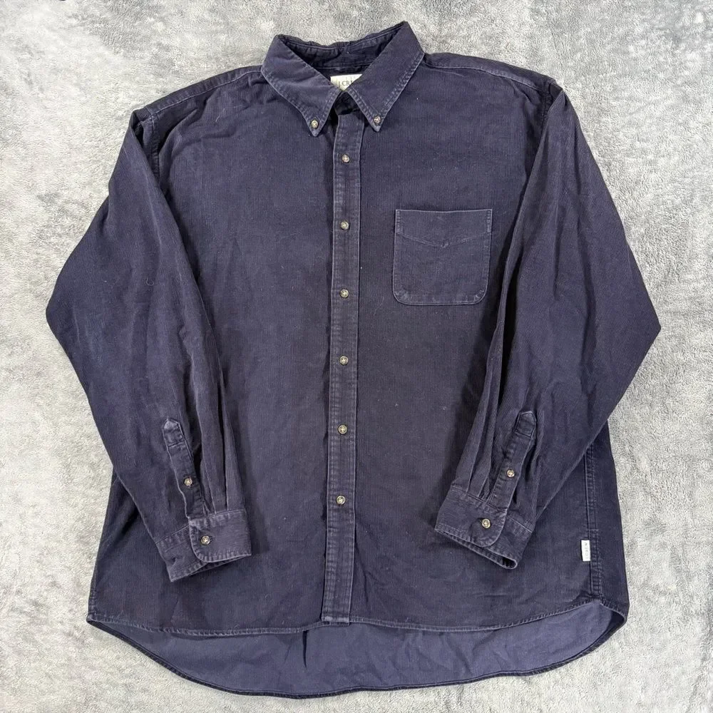 J. Crew Men’s Navy Corduroy Long Sleeve Button Down Pocket Shirt XL